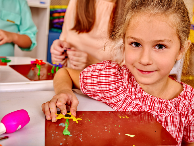 creating crafts at Blooming Girls